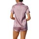 thumbnail image 3 of INSPIRE CHIC Conjunto de Pijama de Satén para Mujer Regreso a Clases Manga Corta con Botones Ropa de Dormir y Conjunto de Pantalones Cortos de Loungewear Sedoso S Púrpura Claro, 3 of 6