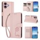 thumbnail image 2 of Funda Cartera Trébol para iPhone 16 con Ranuras Tarjetas y Carga Inalámbrica Rosa, 2 of 6