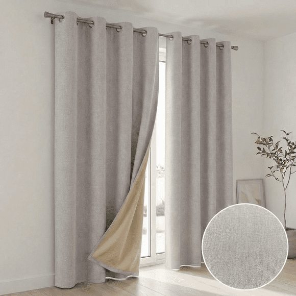 Cortina 100% Blackout Tipo Lino 2 Paños 220x140 Home Strike - Gris Claro