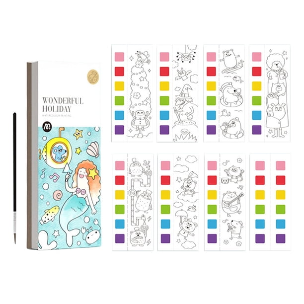 Libro De Pintura De Acuarela Para Niñas Y Niños, Juego De Arte, Recuerdo, Juego Para Colorear, Estilo E
