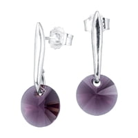 Joyas Montero - Aros Punto De Luz Plata Italiana 925 Y Cristal Genuino Antique Pink