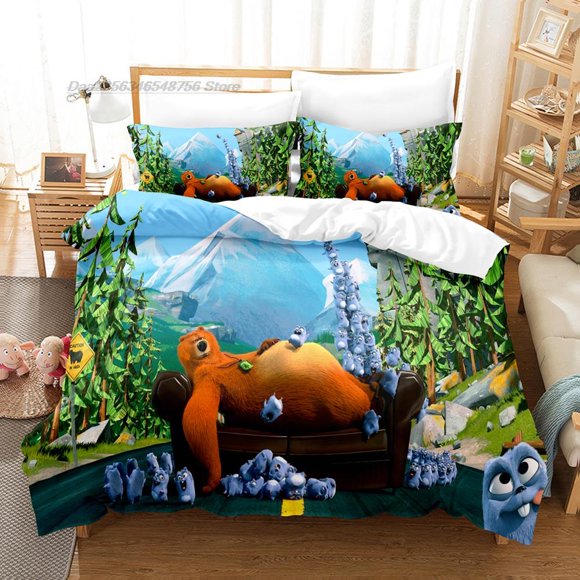 v652 Bed Sheets Grizzy and The Lemmings Bedding Set Single Twin Full Queen King Size Bed Set Aldult Kid Bedroom Duvetcover Sets Kawaii 3-Piece Bedding Set (1 Duvet Cover + 2 Pillow Shams) Bed Sheets j