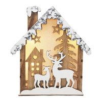 Bothyi - Árbol De Navidad Decoración Colgante Casa Pequeña De Madera Iluminada Diseño Hueco Elk