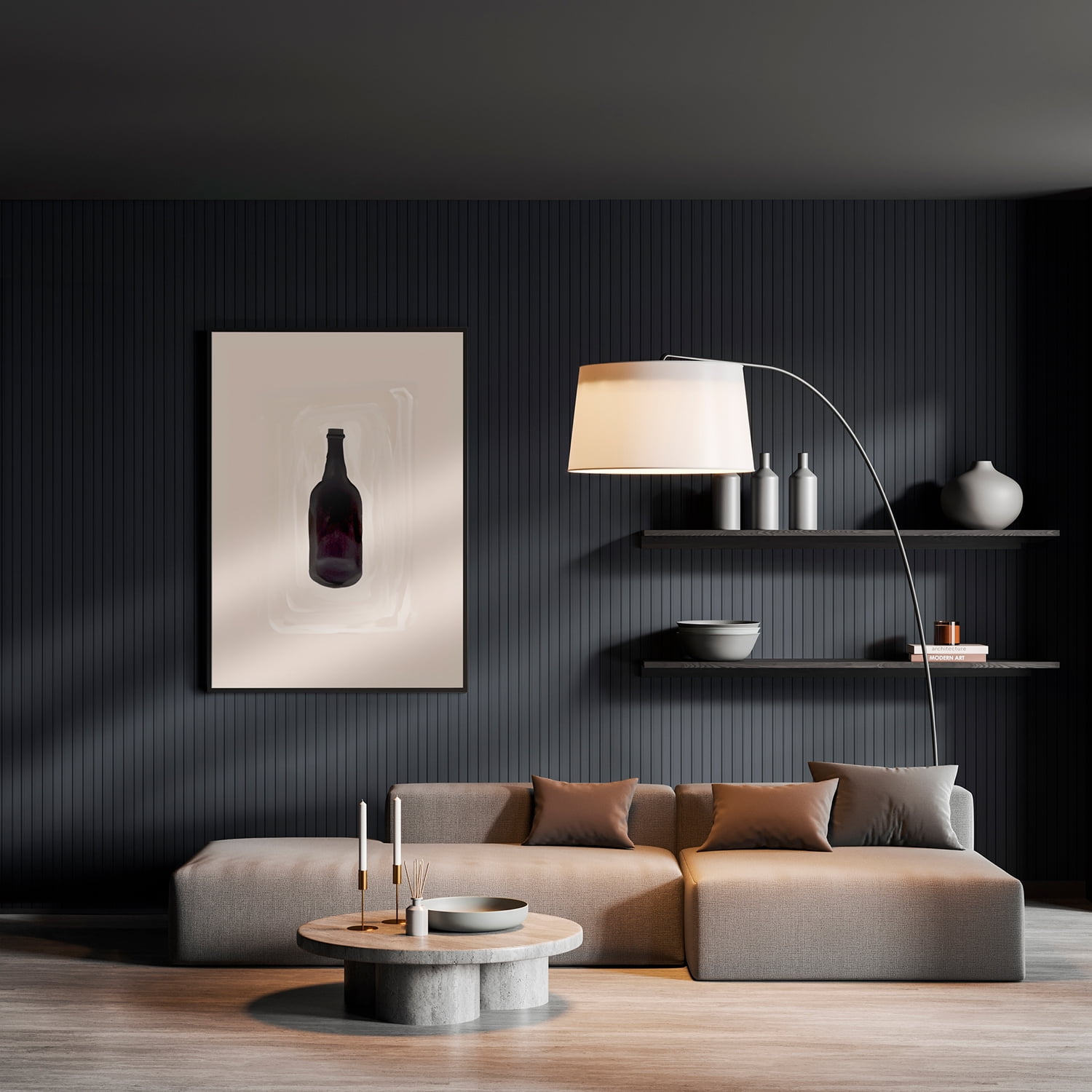 Masisa - Revestimiento Ripado Gris Grafito 2440x160 Mm