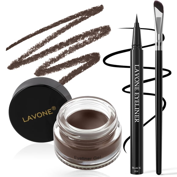 Set de delineador de ojos LAVONE Waterproof con lápiz líquido y gel negro