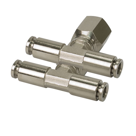 Ajuste en T VIAIR 1/4 NPT (F), giratorio de 1/4 a 1/4 (2 unidades), aprobado por puntos