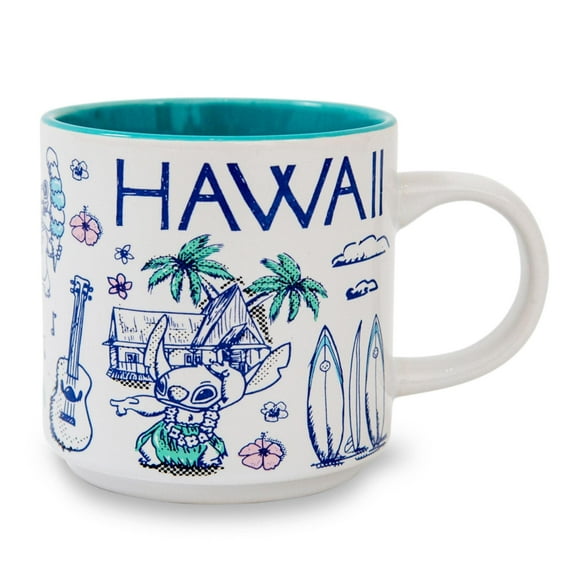 Taza de café Disney Lilo & Stitch Hawaii, apilable, 380 ml