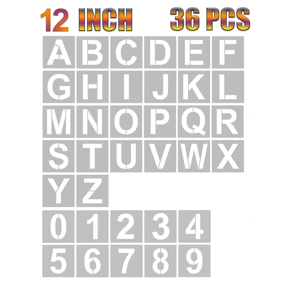 Set de plantillas YEAJON 30 cm 36 piezas Letras y Números