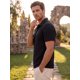 thumbnail image 4 of Camiseta Polo de Punto Texturizado de Manga Corta para Hombre INSPIRE CHIC Verano Casual Golf Talla L Negro, 4 of 5