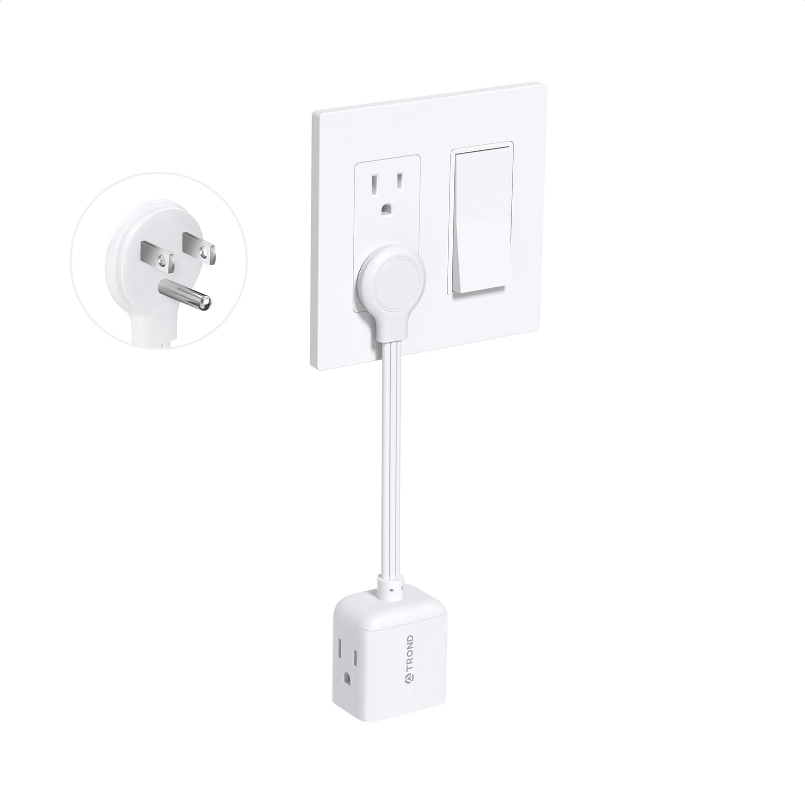 Extensor De Enchufe Trond Flat Con Cable De 15 Cm, 3 Vías, Blanco