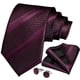 thumbnail image 1 of Corbata hombre formal seda con paño y colleras Uva Negra, 1 of 5