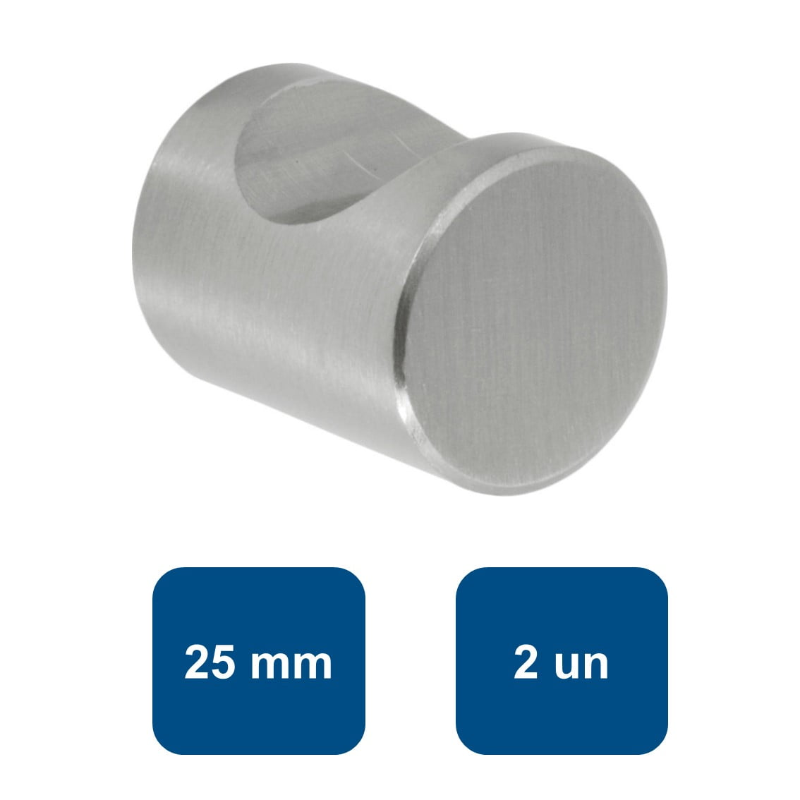 Tirador Para Mueble Cilindrico Acero 25mm 2un. - Rukafe Basics