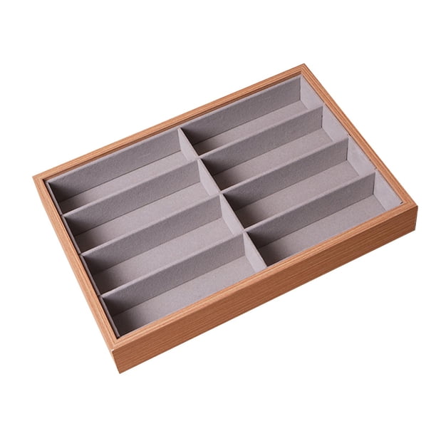 Almacenamiento de Gafas, 8 Compartimentos, Soporte de Madera para Gafas, Caja de Almacenamiento para Gafas de Sol, Organizador de Relojes de Joyería C Sin tapa de palisandro