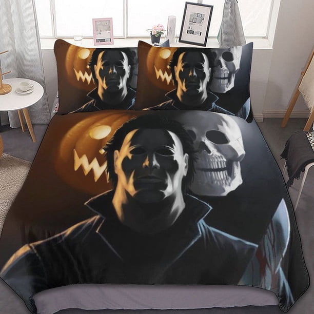 Michael Myers Halloween 3 Pcs Bed Breathable Duvet Cover Soft All Seasons Bedding Set