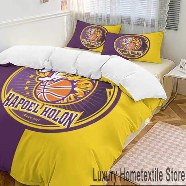 3D Hapoel Holon Basketball Bedding Set Duvet Cover Bed Set Quilt Cover Pillowcase Comforter king Queen Size Boys Adult Bedding
