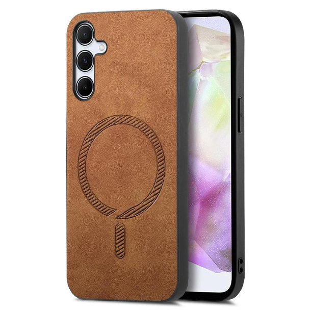 Magnetic Slim Case for Samsung Galaxy A35 with Camera Guard & Anti-Scratch Back Brown