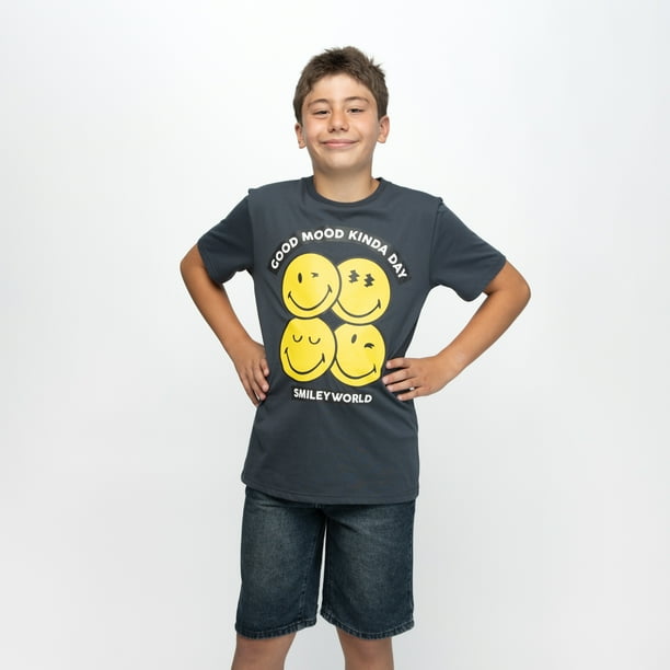 Polera Niño Good Mood Kinda Day Gris Smiley