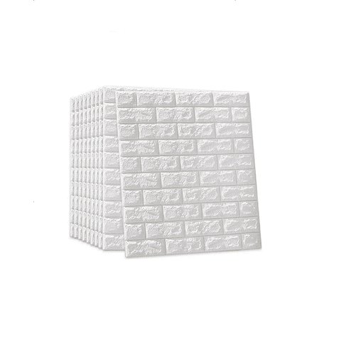 Genérico - Pack De 10 Láminas De Papel Mural 3D Ladrillo Blanco 77X70Cm