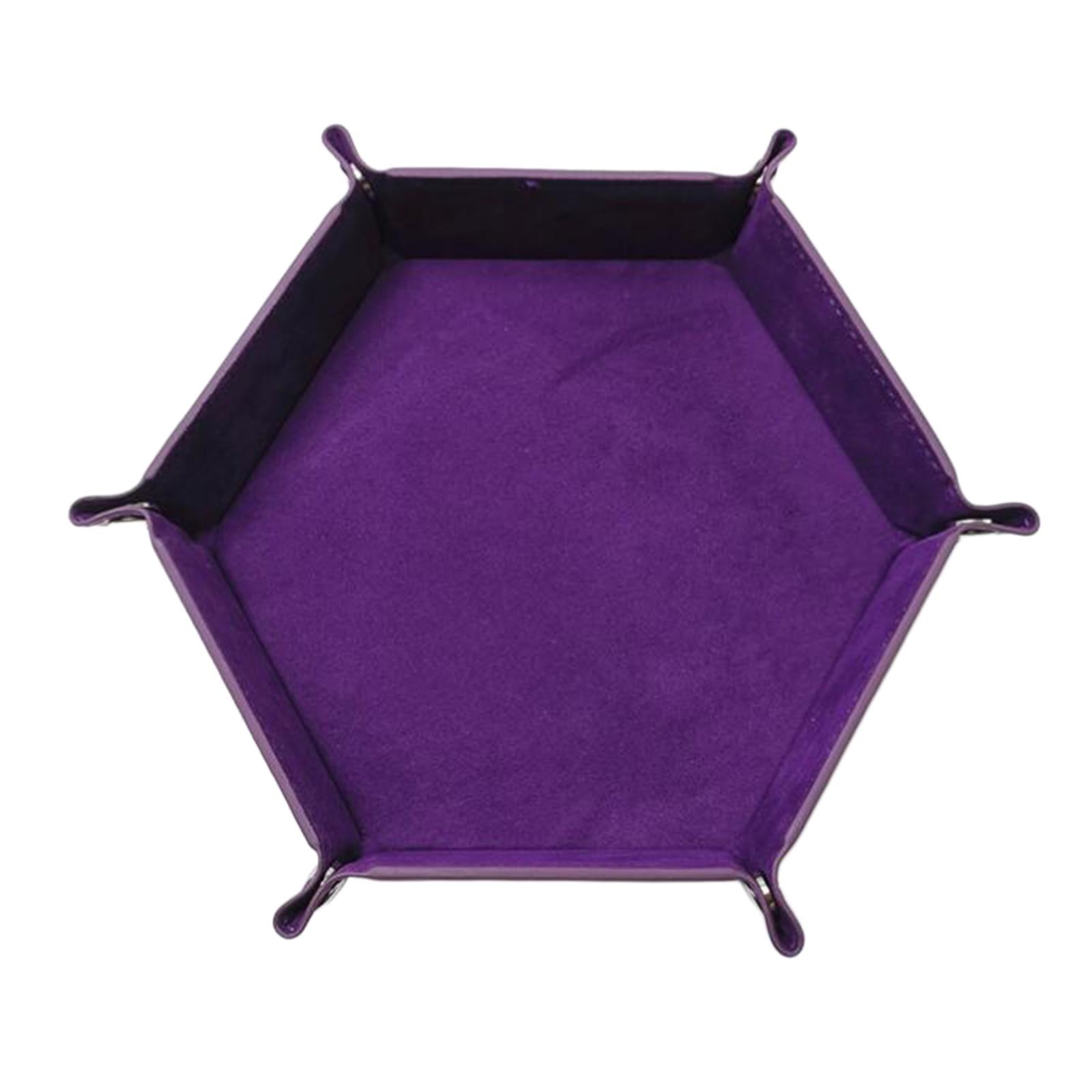 Magideal - Bandeja De Dados Plegable Multiusos Hexagonal De Cuero Sintético Plegable Hexagonal Para Monedas Cuadradas Violeta