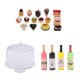 thumbnail image 1 of 1/12 soporte de exhibición de la torta de la cocina miniatura de la casa de mu?ecas con la torta, botellas de vino, 1 of 5