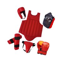 Magideal - Equipo De Protección De Sparring, Equipo De Protección De Boxeo, Transpirable Con Guantes, Casco, Equipo Sanda, Conjunto Para Entrenamiento Deportivo Rojo M