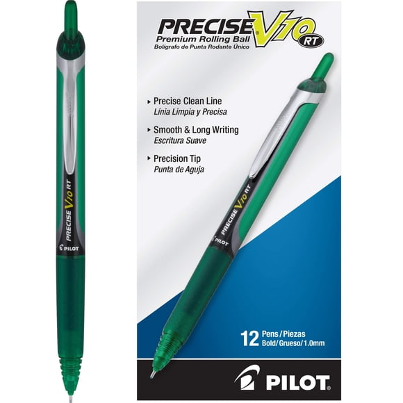 Bolígrafos PILOT Precise V10 RT, tinta verde negrita