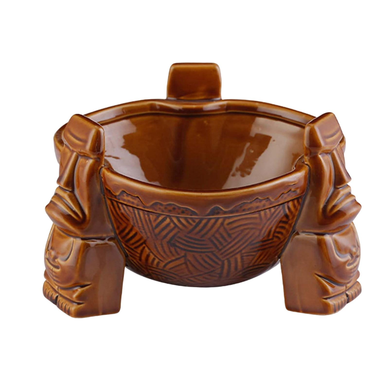 Bothyi - Cuenco De Cerámica Para Ponchar, Diseño De Tres Patas, Tazas Tiki, Taza Para Beber Para Bar, Hogar, Marrón