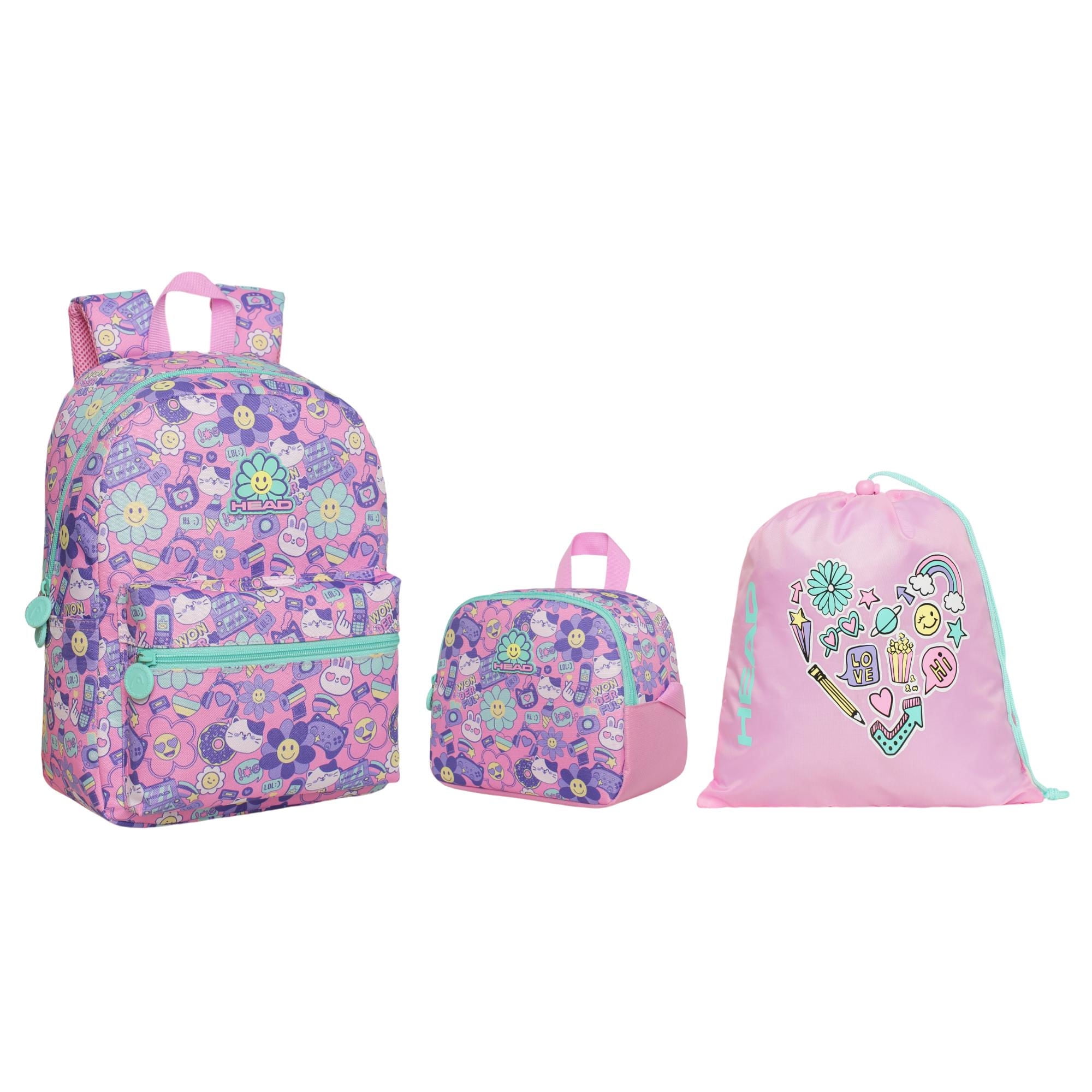 Pack Kids Escolar Mujer Emoticones Rosado Head