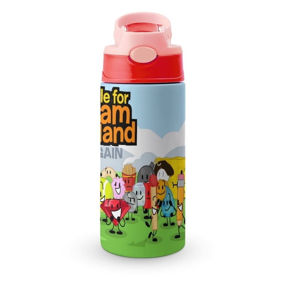 Battle for Dream IslandBotella de Agua con Tapa Pop Top de Un Toque, Acero Inoxidable, a Prueba de Fugas, para Deportes, Botella Infantil rosa 12 oz