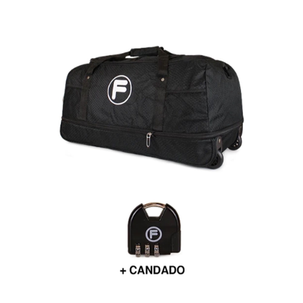 Bolso L Goliat Negro Enrollable Con Ruedas 80 Ltrs + Candado F