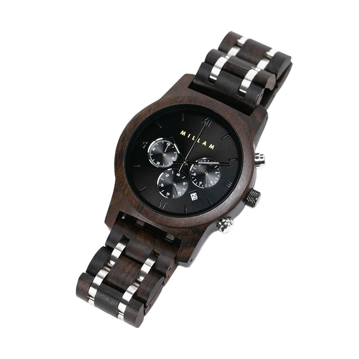 Millam - Reloj De Madera Para Hombre Cronógrafo Color Negro