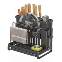 Crusec - Organizador De Cubiertos Estante Escurridor Tabla De Cortar