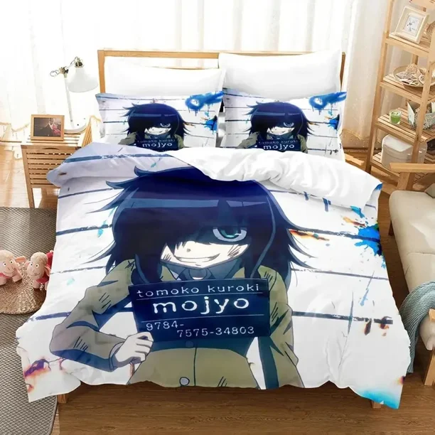 Tomoko Kuroki WataMote Bedding Set Duvet Cover Bed Set Quilt Cover Pillowcase Comforter Size Boys Adult Bed Sheets