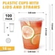 thumbnail image 2 of Vasos de Plástico Clawsoff 473 ml Pack de 100 con Tapa y Pajilla, 2 of 6