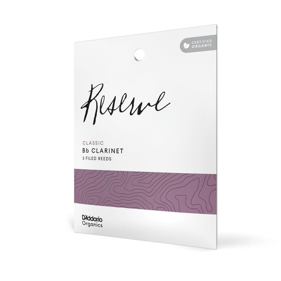 Cañas para clarinete D'Addario Organic Reserve Classic Bb 2.0, paquete de 3