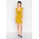 thumbnail image 2 of Vestido Casual Mini de Color Mostaza con Cuello en V, Mangas Cortas y Ribete Liso, 2 of 5