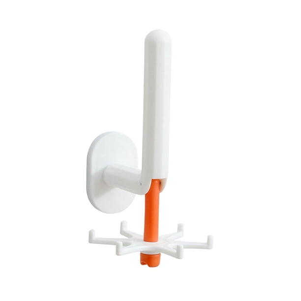 Gancho Para Utensilios De Cocina Montado En La Pared, 6 Ganchos, Gancho Para Puerta Para Armario Doméstico, Blanco Y Naranja
