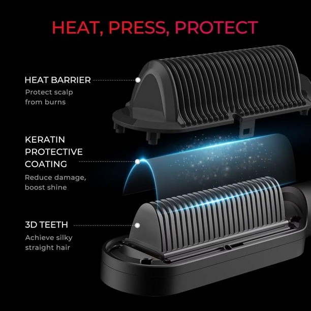 TYMO RING PLUS Ionic Hair Straightener Comb, Cepillo de alisado de