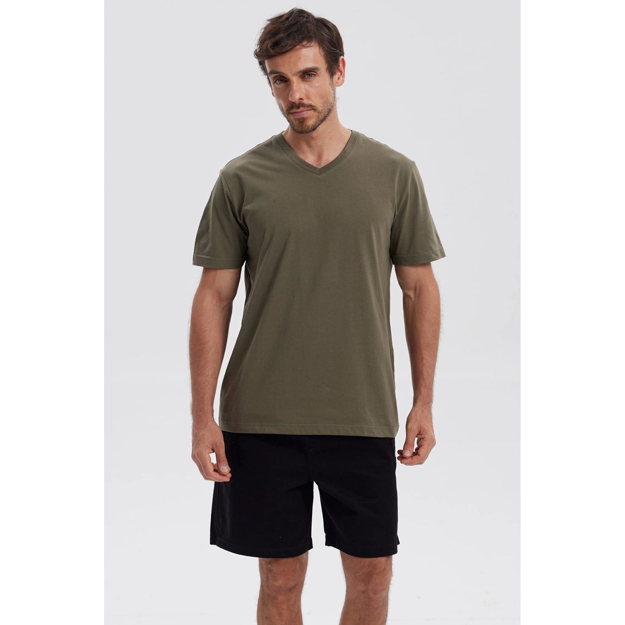 Fashionspark - Polera Hombre Básica Verde Militar