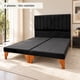 thumbnail image 1 of Cama Europea 2 Plazas sin Colchón con Base y Respaldo Lineal en Felpa Negra 150x190 cm, 1 of 5