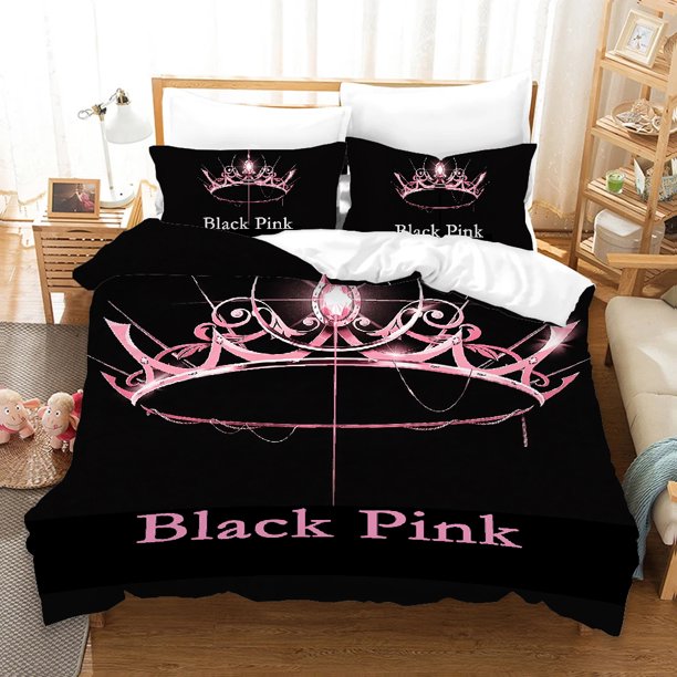 x687 Bed SheetsCover Comforter Bedding Sets Bedding Set Duvet Cover Comforter Sets Quilt Pillowcase Quilt Cover Set p-pink b-black 3-Piece Bedding Set (1 Duvet Cover + 2 Pillow Shams) nj687