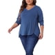 thumbnail image 4 of GRACE & GRANDEUR Ropa de Halloween para Mujer Tallas Grandes Blusa de Manga Larga con Cuello en V, Ajuste Suelto con Botones Decorativos y Dobladillo Irregular L Azul, 4 of 7