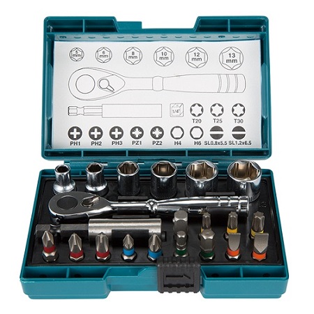 Makita - Set Puntas Y Llave 21 Pzas B-54081 Incl Ptas Pozidrive, Philips, Hexagonales, Torx Y Planas