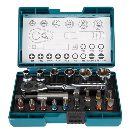 Makita - Set Puntas Y Llave 21 Pzas B-54081 Incl Ptas Pozidrive, Philips, Hexagonales, Torx Y Planas