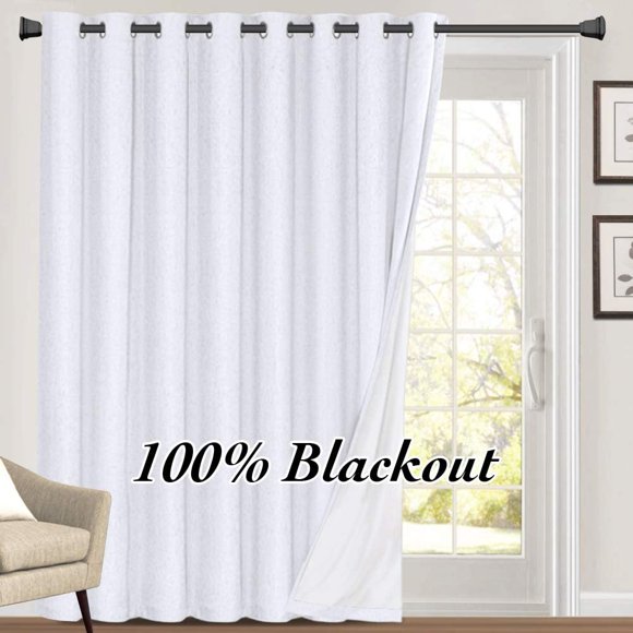 Cortina PrinceDeco 100% opaca con aspecto de lino, 100 x 213 cm, color perla