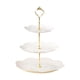 thumbnail image 1 of Soporte para cupcakes de 3 niveles, soporte para postres, bandejas para galletas, bandeja de plástico para servir postres para fiestas de cumpleaños en casa, color blanco, 1 of 5