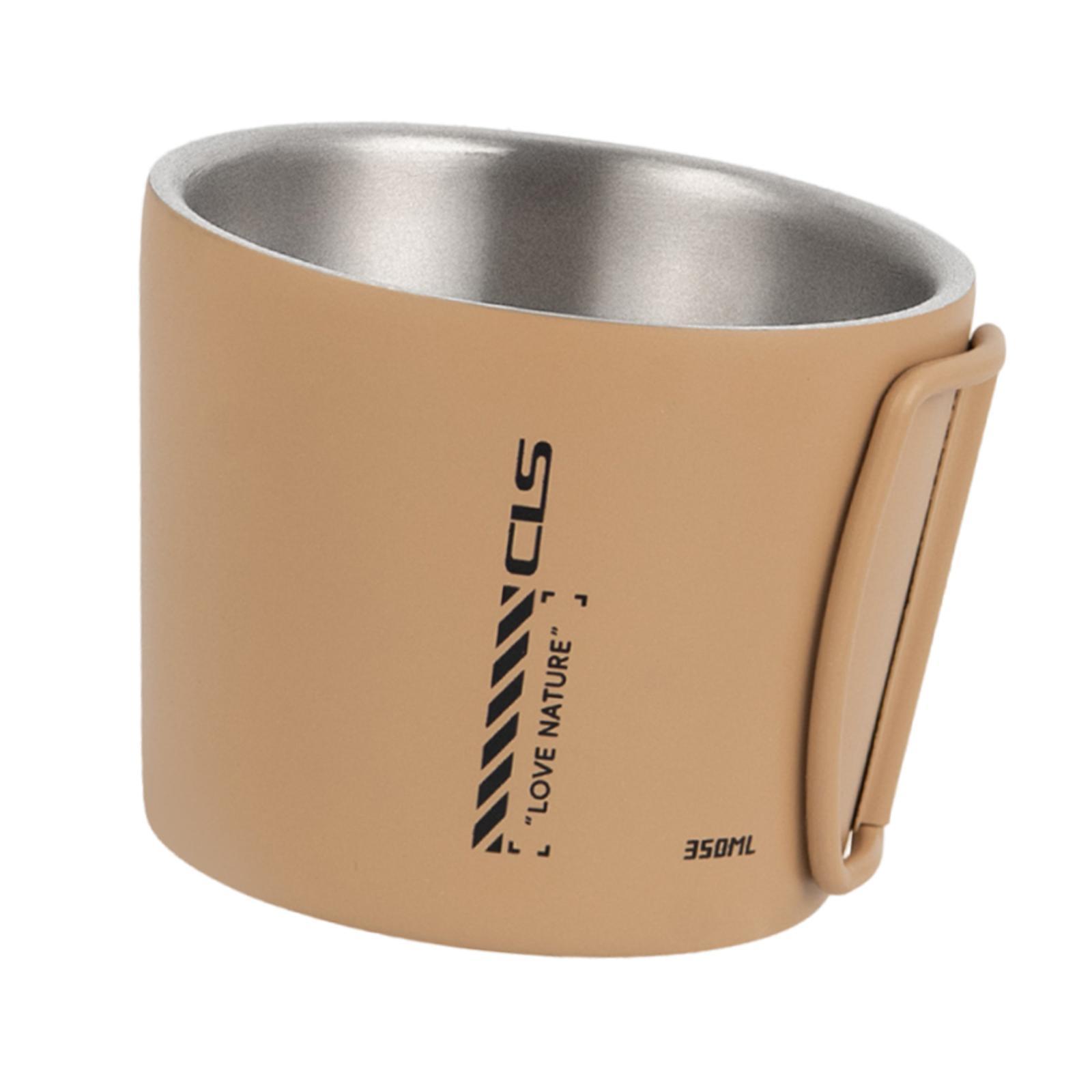 Bothyi - Taza De Camping Ligera De 350 Ml Con Aislamiento Para Café, Ideal Para Pesca, Senderismo, Picnic, Color Caqui