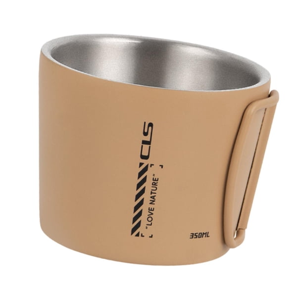 Taza De Camping Ligera De 350 Ml Con Aislamiento Para Café, Ideal Para Pesca, Senderismo, Picnic, Color Caqui