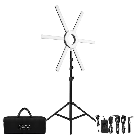 Kit de luces LED circulares GVM de 90 W con trípode 3200K-5600K CRI 97+