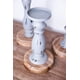 thumbnail image 2 of Juego de 3 portavelas con forma de pilar de madera y metal envejecido, 2 of 2